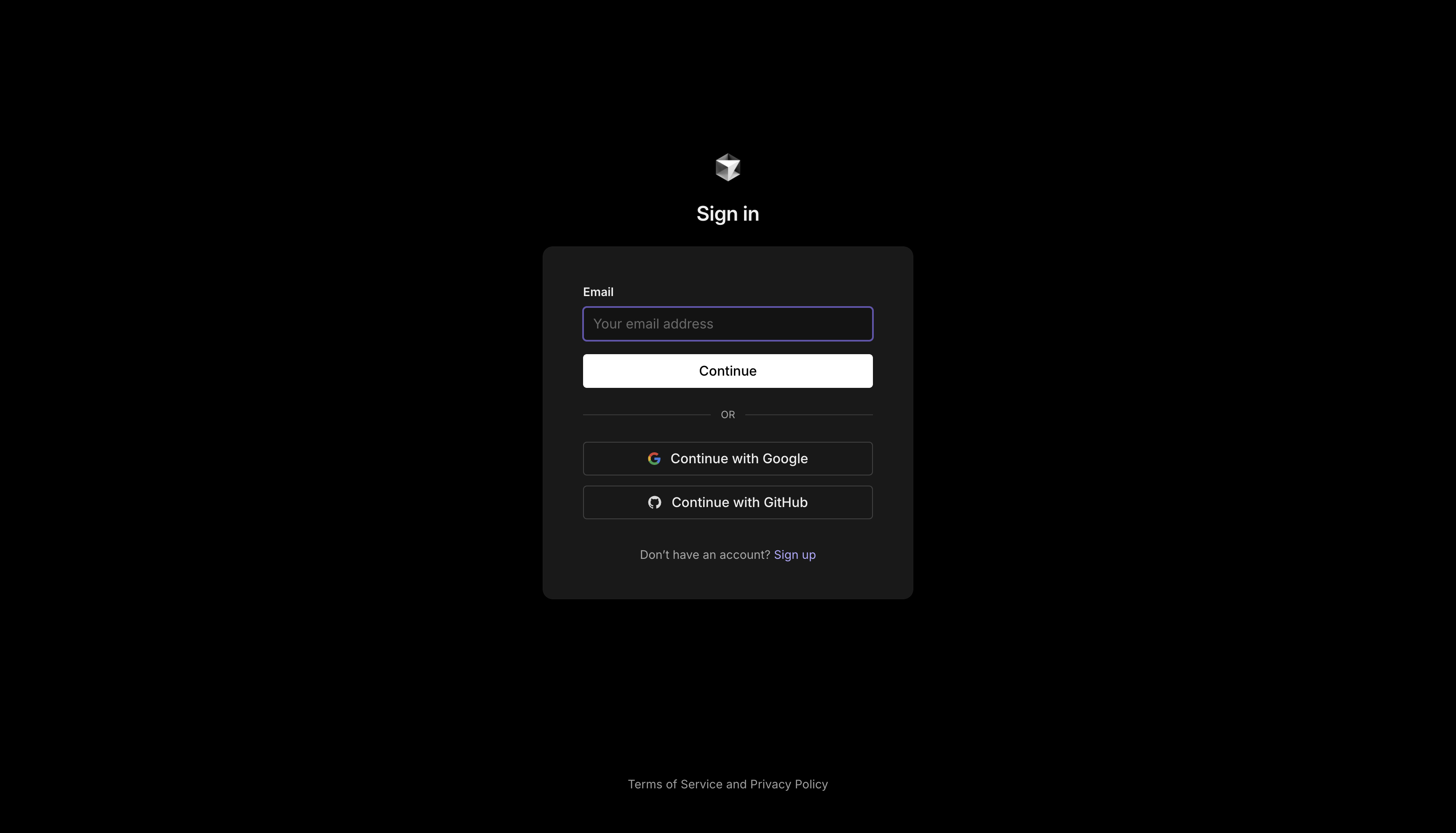 Экран входа в Cursor